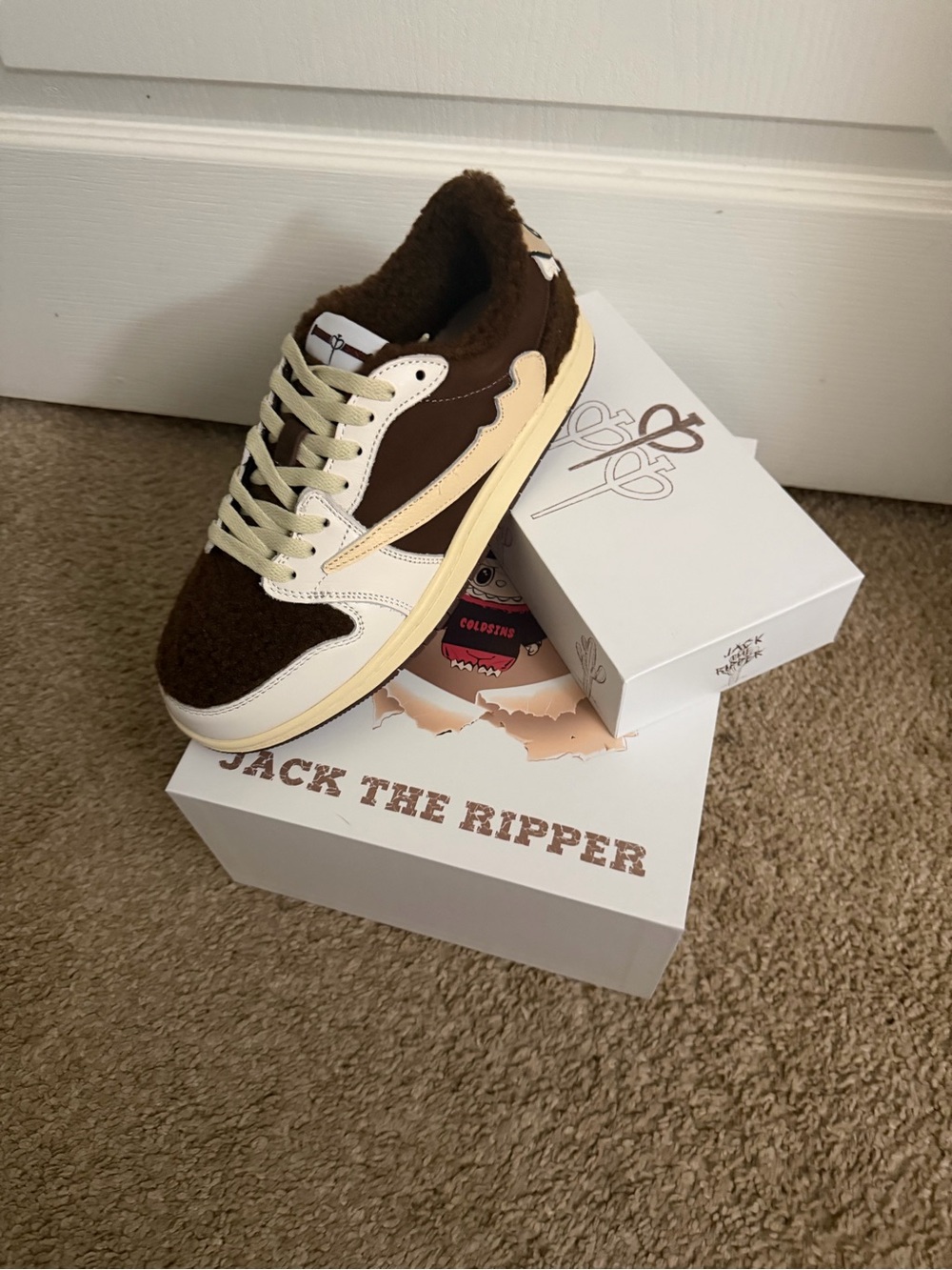 Jack the Ripper Men’s Low-Top Sneakers in Brown and Cream by Cold Sins
